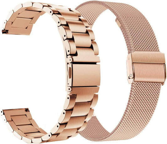 Vicrior Compatible for Garmin Venu/Venu Sq/Venu 2 plus Bands, Solid Stainless Steel Watchband+ Mesh Strap Bracelet Replacement Band Strap for Garmin Vivoactive 3, Rose Gold  ViCRiOR   