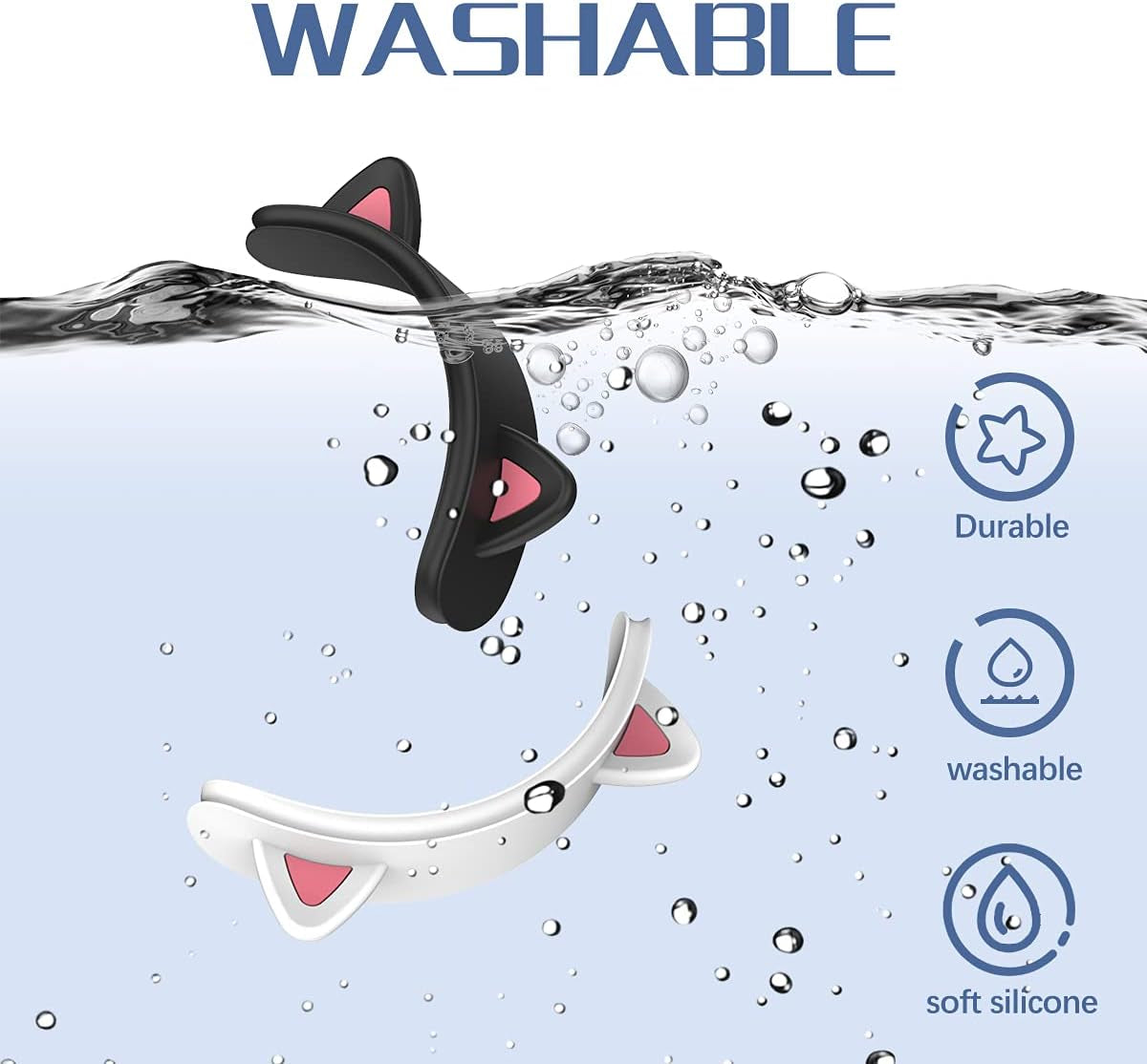 WQNIDE Headband Cover for Airpods Max, Cute Cat Ears Design Soft Silicone Headphone Headband Protectors/Comfort Cushion/Top Pad Protector Sleeve Compatible with Apple Airpods Max (White)  WQNIDE   