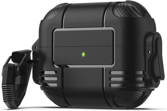 Wonjury for Airpods Pro Case Cover for Men with Lock, Military Armor Series Full-Body Airpod Pro Case with Keychain Cool Air Pod Pro Shockproof Protective Case for Airpods Pro 2019, Spring Lock Black  Wonjury   