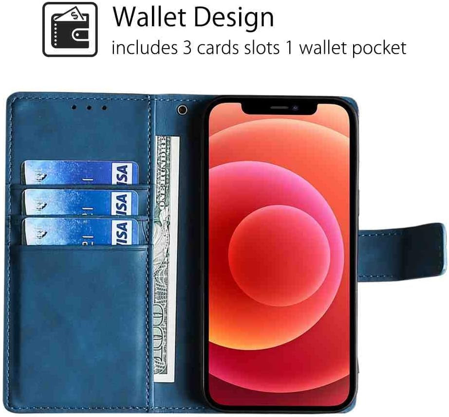Mojiery Phone Cover Wallet Folio Case for LG V30, Premium PU Leather Slim Fit Cover for LG V30, 3 Card Slots, Good Design, Blue  MojieRy   