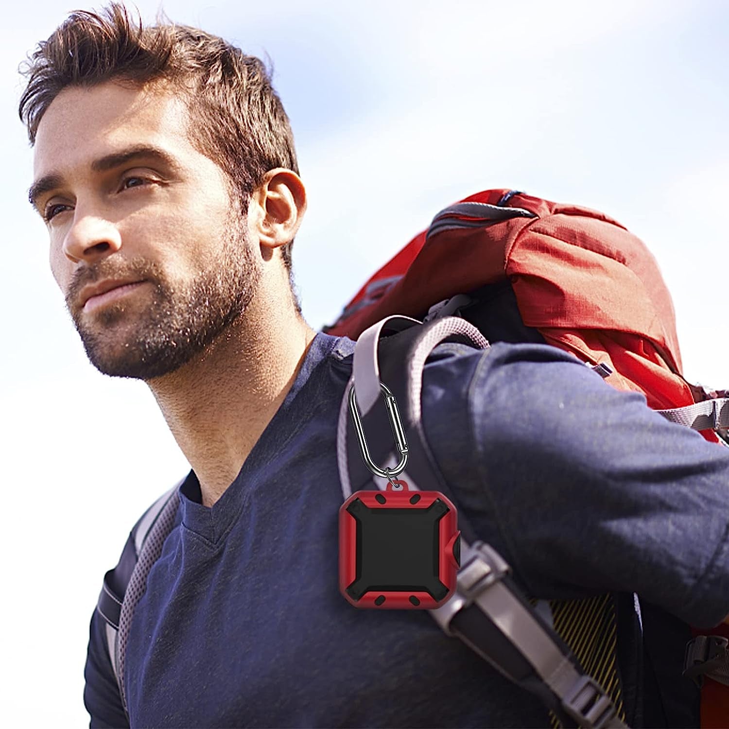 Case for Beats Fit Pro 2021, Secure Lock Cases Compatible with Beats Fit Pro Protective Cover Earbuds Carry Switch Protector with Anti-Lost Carabiner (Red)  AIBEAMER   