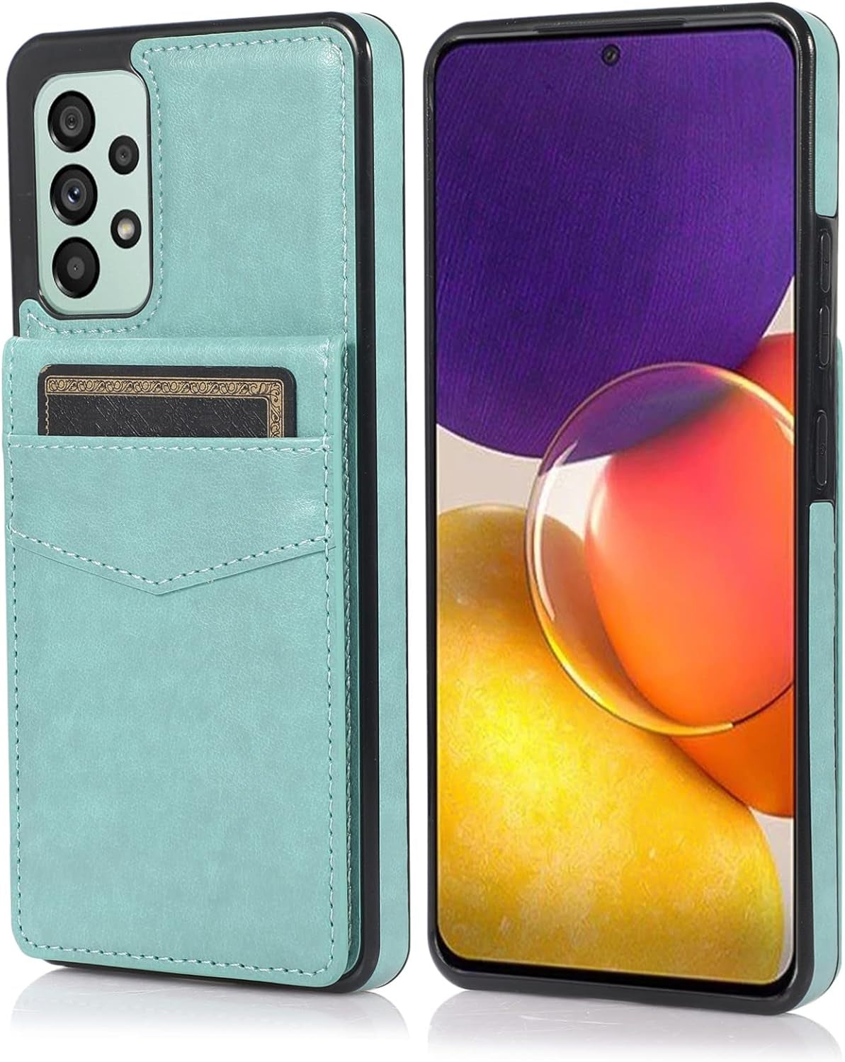ZZXX Samsung Galaxy A53 5G Case Wallet Dual Layer Lightweight Premium Leather with Card Slots Kickstand Flip Case Protective Case for Samsung Galaxy A53 Wallet Case(Mint Green-6.5 Inch)  ZZXX   