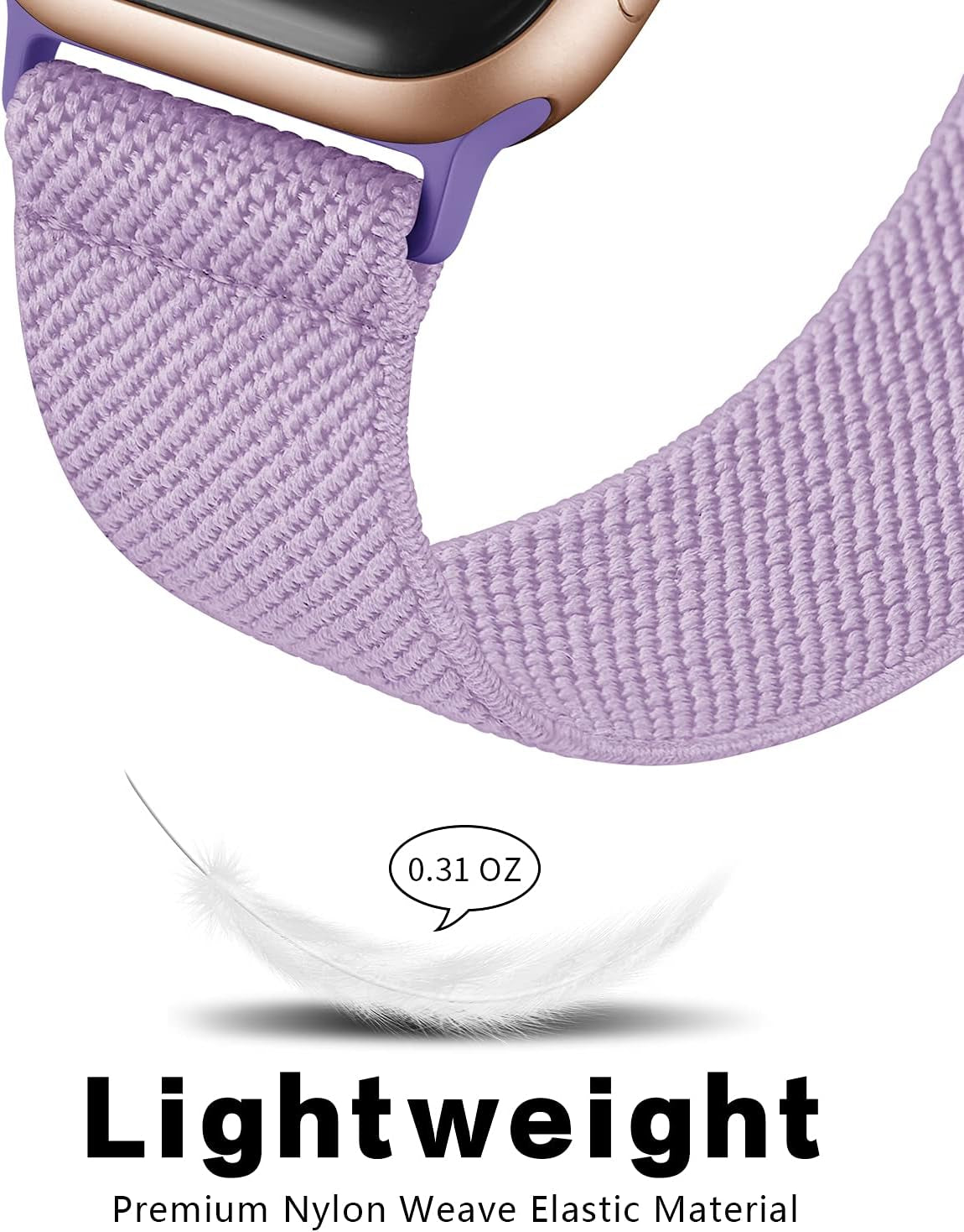 AMANECER Stretchy Nylon Watch Bands Compatible with Apple Watch Ultra Series 8/7/6/5/4/3/2/1 SE, Adjustable Braided Elastic Sport Loop Rugged Straps for Iwatch Women Men (Lavender Purple, 38/40/41MM)  AMANECER   