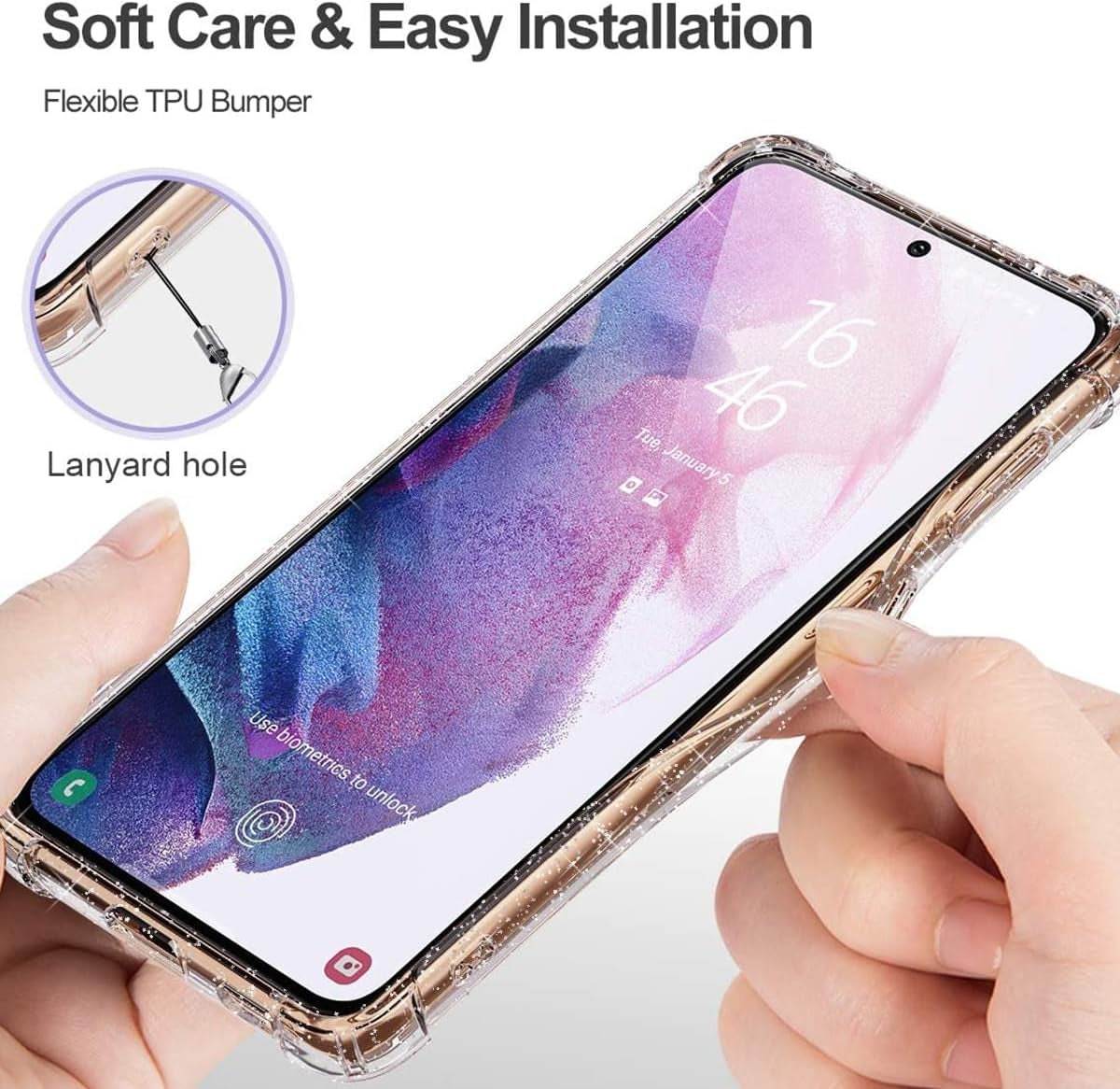 KIOMY Glitter Case for Galaxy S21 plus - Shockproof Bumper, Slim Fit, Flexible TPU, Wireless Charging Compatible  KIOMY   