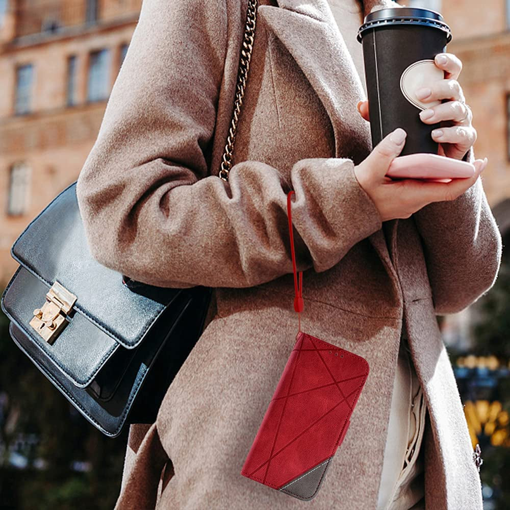 Compatible with Oneplus 8T Oneplus8T plus 9R 5G Wallet Case and Tempered Glass Screen Protector Flip Cover Card Holder Phone Cases for One Plus8T5G on 1 plus 8Tplus 1Plus 8T+ One+ 1+ 1+8T Pro G5 Red  Asuwish   