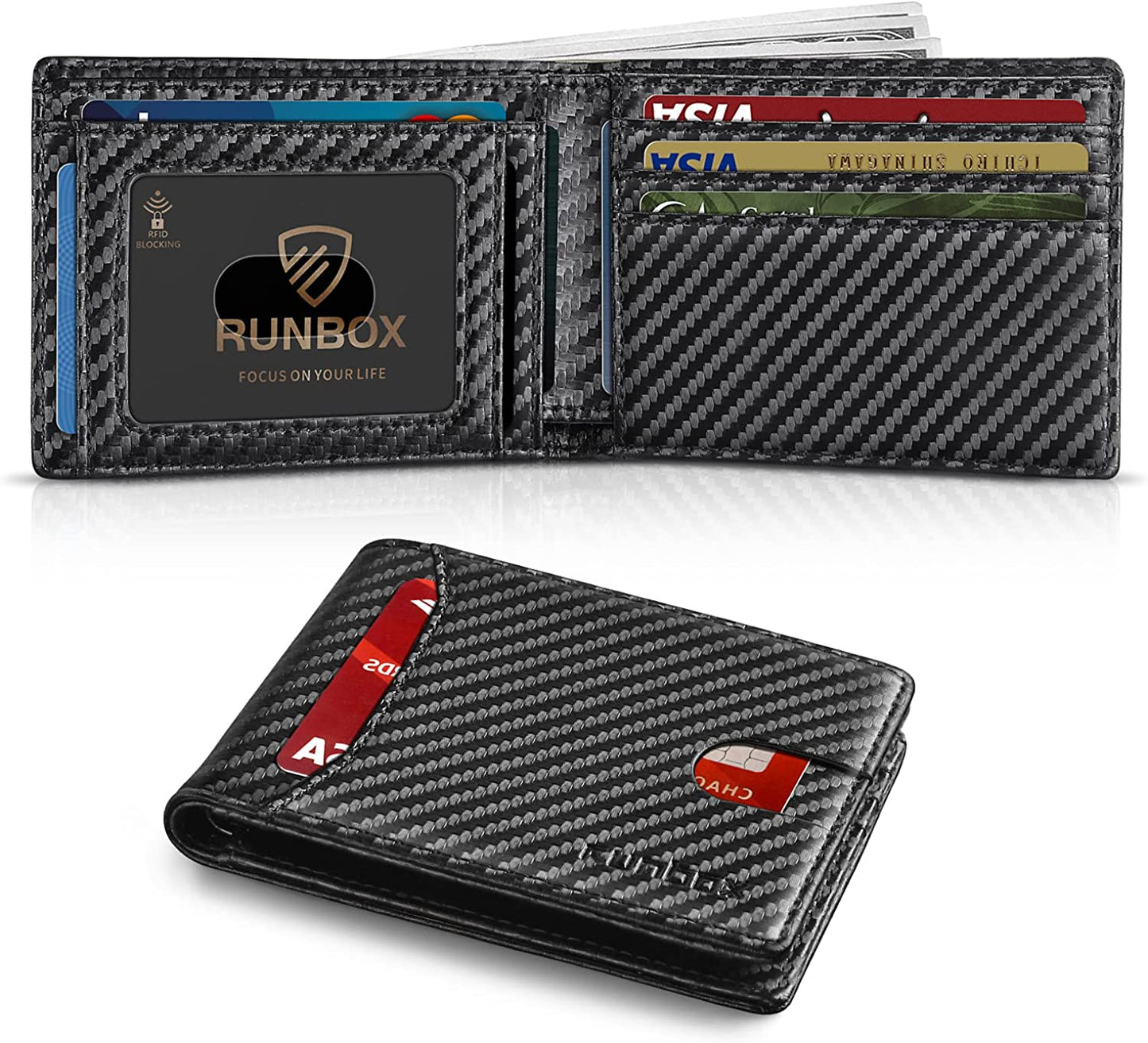 RUNBOX Bifold Slim Wallet for Men - Rfid Blocking Leather Front Pocket Men'S Wallet with Gift Box  RUNBOX   