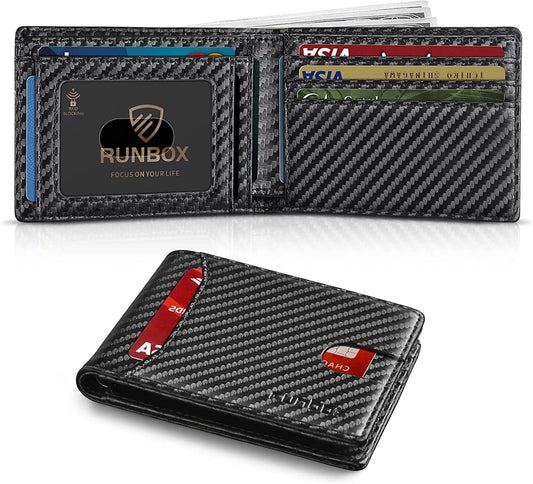 RUNBOX Bifold Slim Wallet for Men - Rfid Blocking Leather Front Pocket Men'S Wallet with Gift Box  RUNBOX   