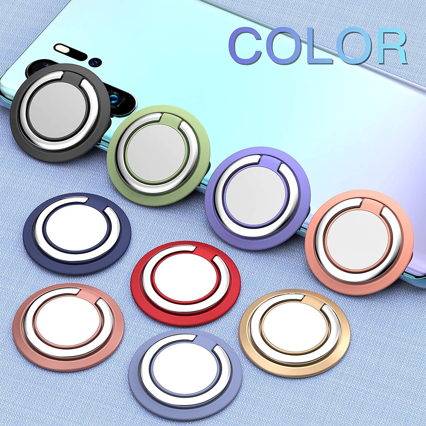 2 Pcs Phone Ring Holder Finger Kickstand, Cell Phone Ring Holder Finger Grip 360 Degree Rotation (Lilac)  YINHEXI   