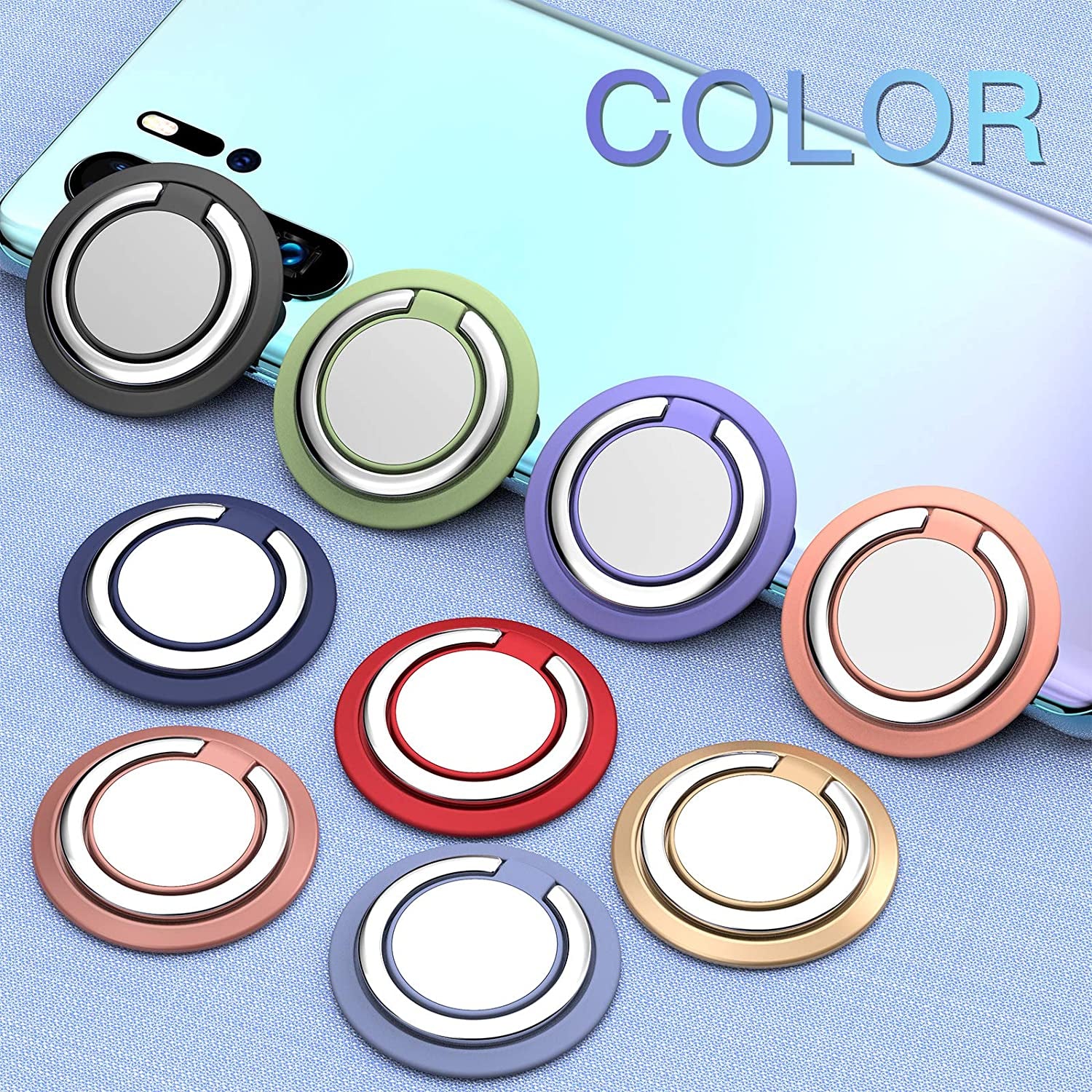 2 Pcs Phone Ring Holder Finger Kickstand, Cell Phone Ring Holder Finger Grip 360 Degree Rotation (Lilac)  YINHEXI   