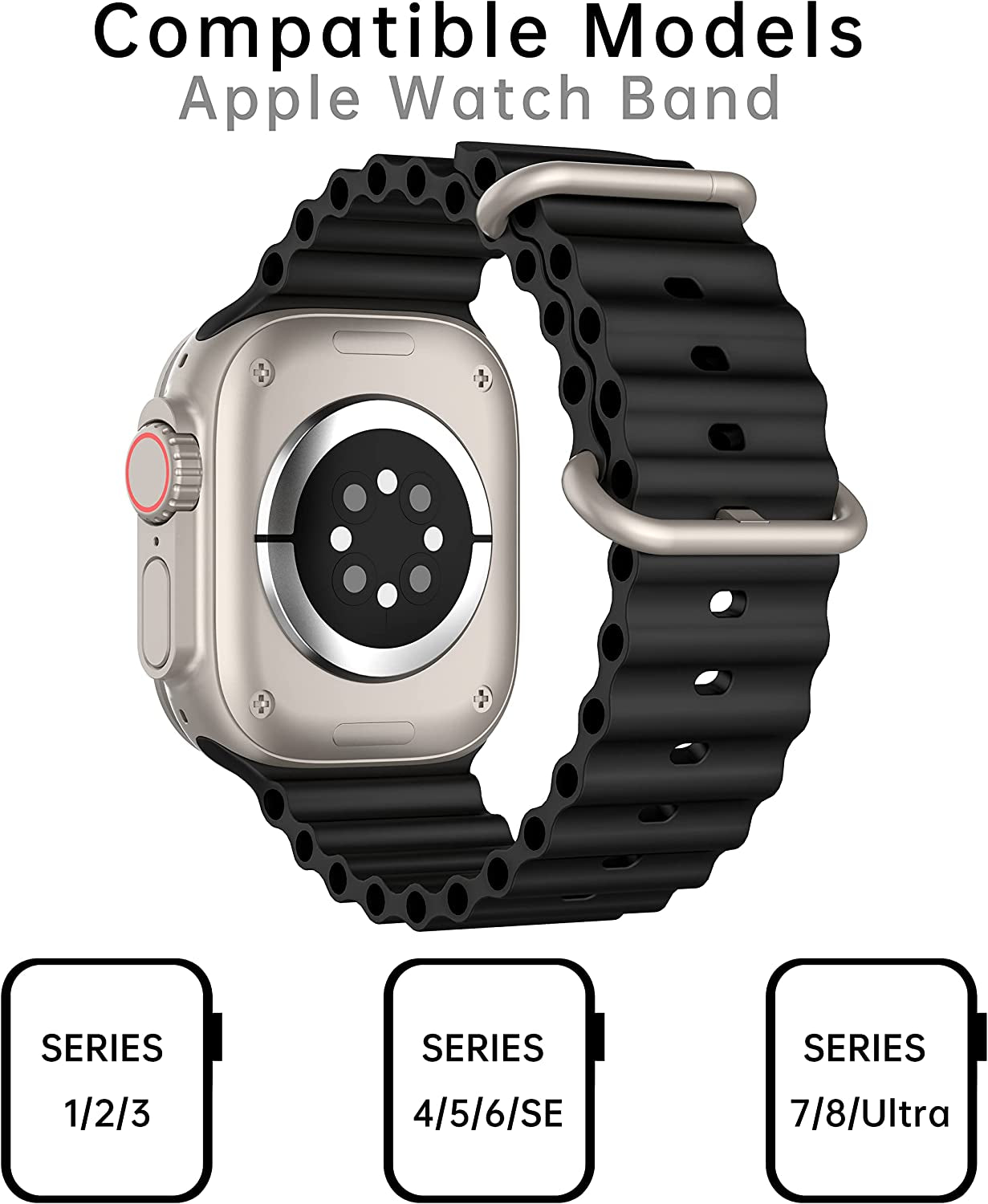 Ocean Bands Compatible with Apple Watch Band 49Mm 45Mm 44Mm 42Mm 41Mm 40Mm 38Mm Men Women, Adjustable Soft Breathable Replacement Sport Strap with Buckle for Iwatch Ultra Series 8 7 6 5 4 3 2 1 SE  HONORICH   