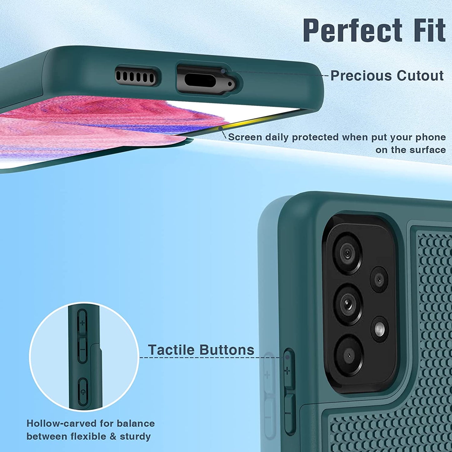BNIUT for Samsung Galaxy A53 5G (Galaxy A53 5G UW) Case: Dual Layer Protective Heavy Duty Cell Phone Cover Shockproof Rugged with Non Slip Textured Back - Military Protection - 6.5Inch (Dark Green)  binghexin   