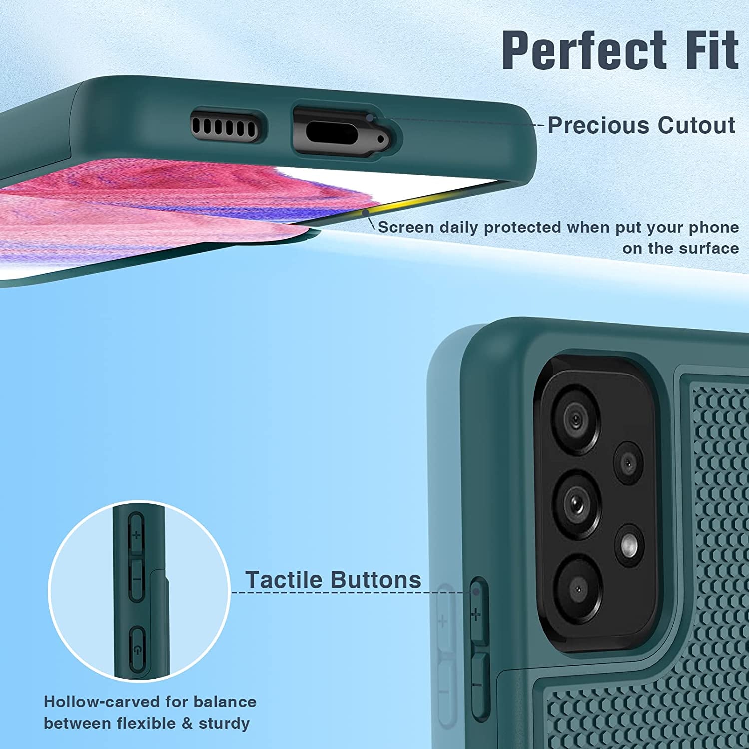 BNIUT for Samsung Galaxy A53 5G (Galaxy A53 5G UW) Case: Dual Layer Protective Heavy Duty Cell Phone Cover Shockproof Rugged with Non Slip Textured Back - Military Protection - 6.5Inch (Dark Green)  binghexin   