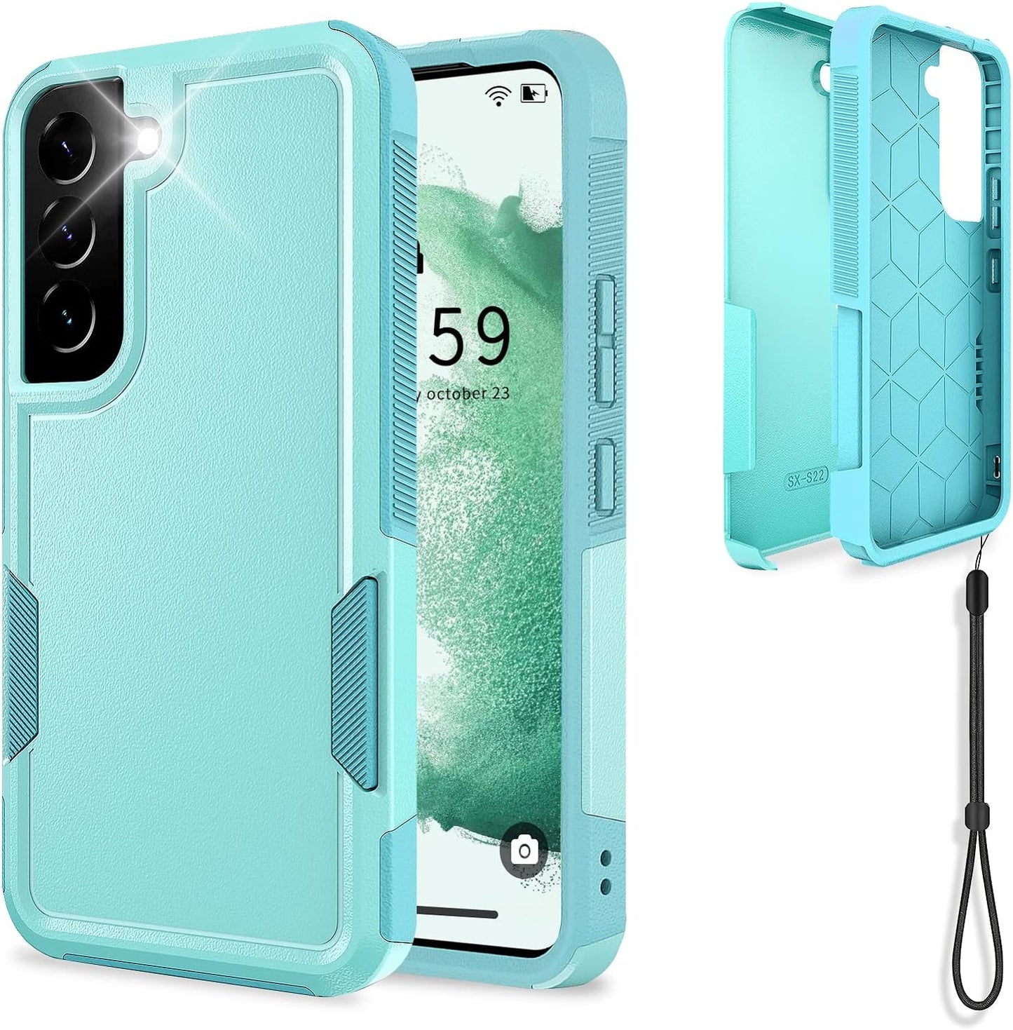 UNITEDTIME Compatible with Galaxy S22 plus Case Drop Protection Rugged Shockproof/Dust Proof Military Protective Tough Phone Cover for Samsung Galaxy S22 plus (Pink)  Unitedtime-Tech Teal  