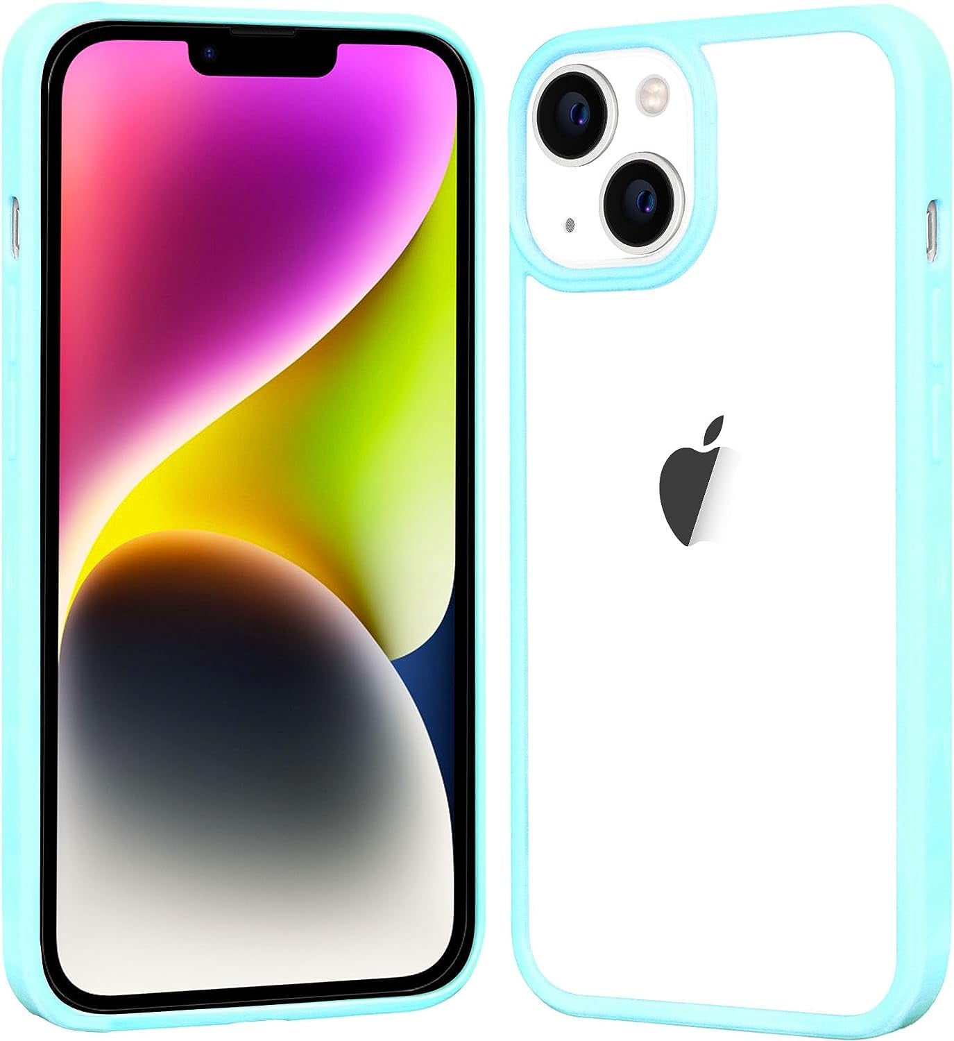 Jjgoo Compatible with Iphone 14 plus Case Clear, Non-Yellowing Shockproof Phone Case for Apple Iphone 14 Plus, Slim Anti-Scratch Hard PC Back Protective Cover Bumper 2022  JJGoo Blue  