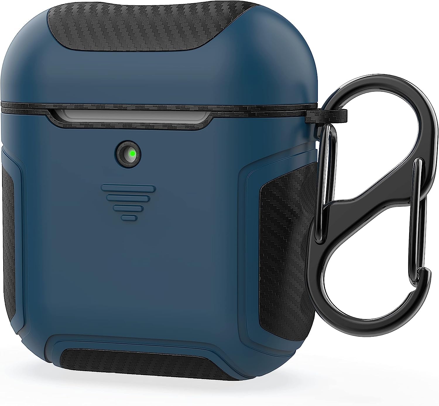 Designed for Airpods Cover Case,Oretech Designed for Airpods 1&Airpods 2 Cover Heavy Duty Hybrid 2 in 1 Protective Hard PC Soft TPU Carbon Fiber Case with Carabiner for Airpods 1&2 Cover- Aqua Blue  ORETECH   