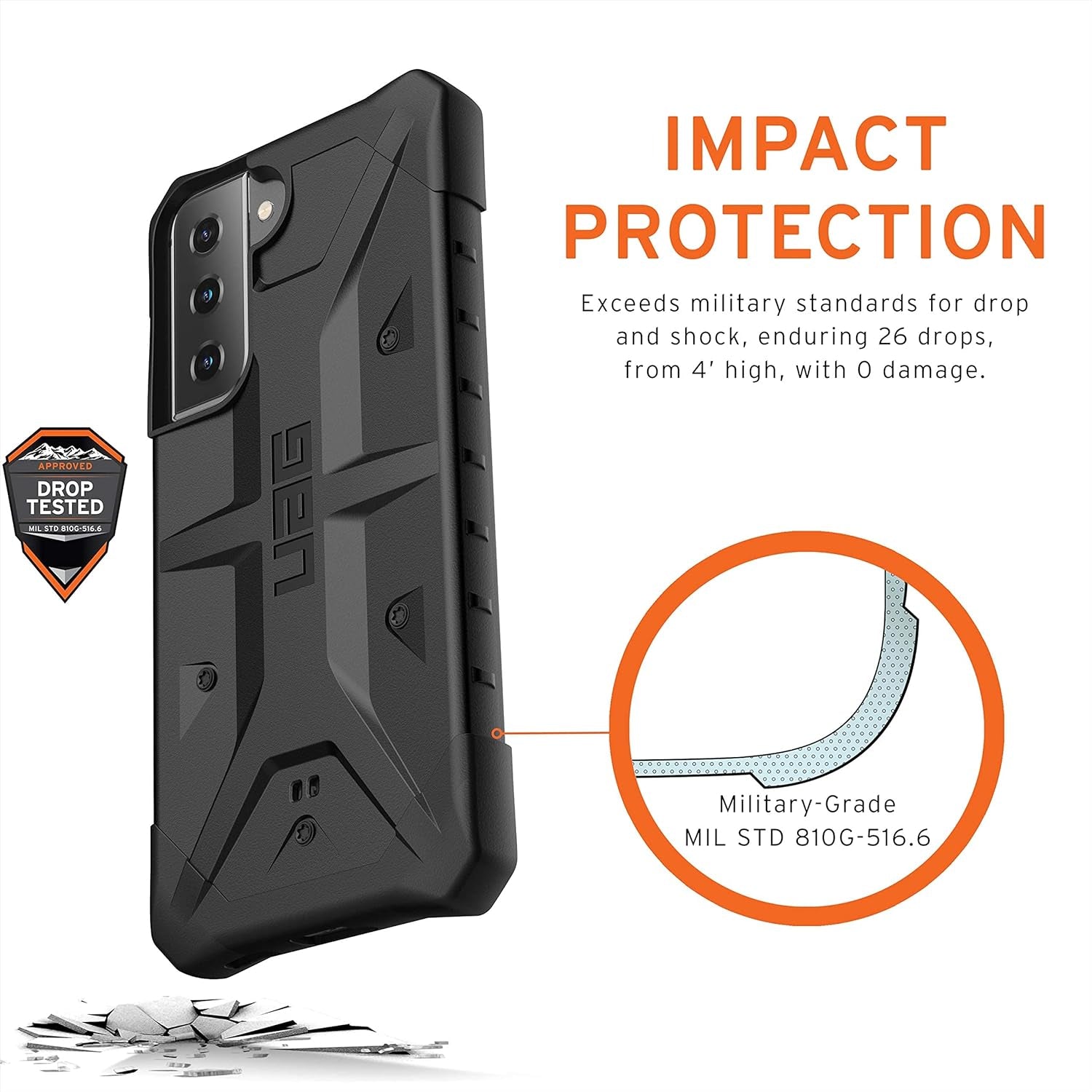 URBAN ARMOR GEAR UAG Designed for Samsung Galaxy S21 Case Black Rugged Lightweight Slim Shockproof Pathfinder Protective Cover, [6.2 Inch Screen]  Urban Armor Gear   