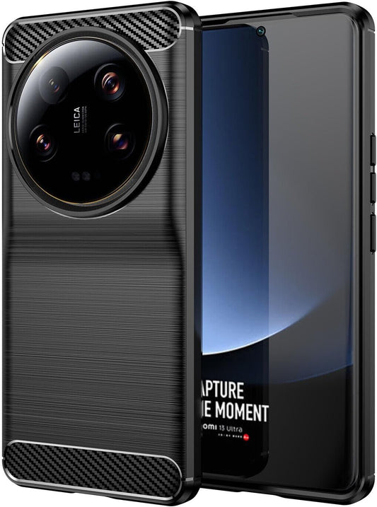 Toppix Compatible with Xiaomi 13 Ultra Case, Soft TPU Bumper Flexible [Shock Absorption] [Carbon Fiber Texture] Protective Cover for Xiaomi 13 Ultra (Black)  Toppix   