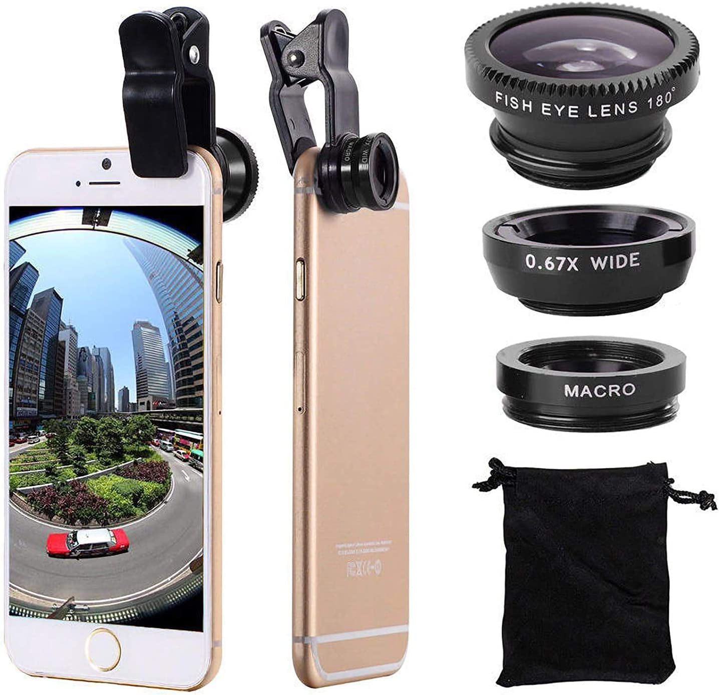 3 in 1 Cell Phone Camera Lens Kit Wide Angle Macro Fisheye Lens Universal for Smart Phones Iphone Samsung Android  ANJIELO SMART   