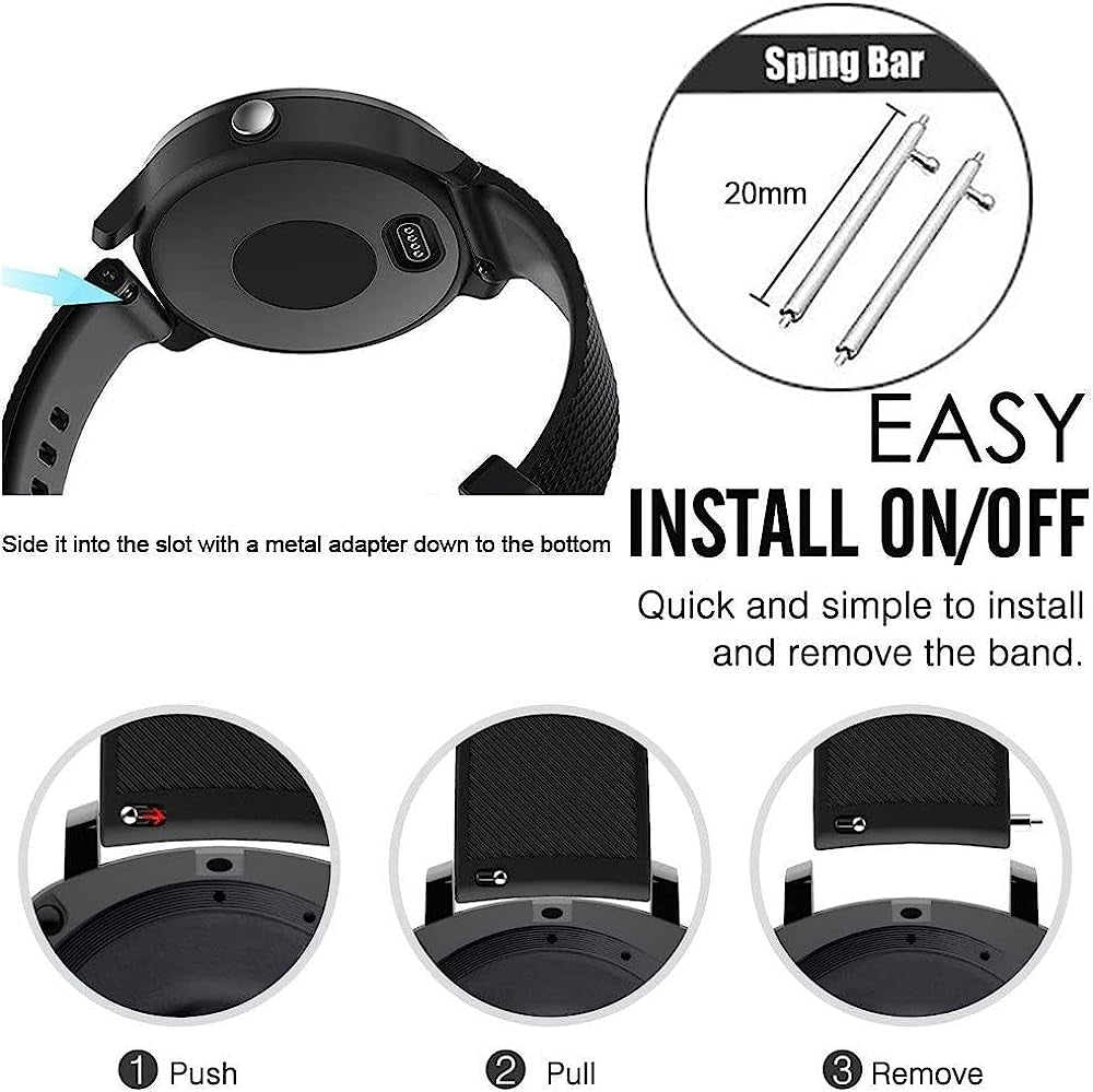 BANDKIT Replacement Band for Garmin Vivoactive 3 Strap Soft Silicone Waterproof Fashion Watch Wristband for Vivomove Hrivomove Watchband  BANDKIT   