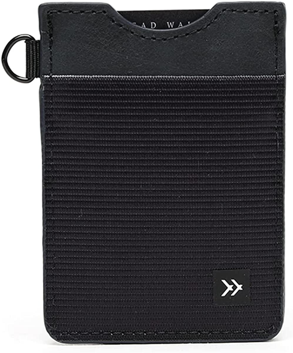 Slim Minimalist Elastic & Leather Vertical Wallet with RFID for Men & Women | Small Credit Card Holder for Front Pocket  Thread Wallets Black  