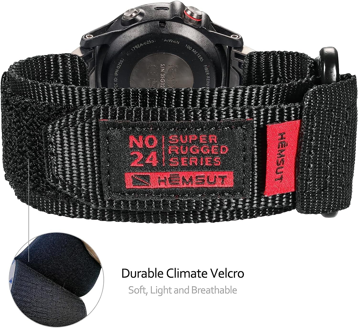 Compatible with Garmin Watch Band, Super Rugged Extral Long Nylon Sports Strap with Woven Loop Design for Fēnix/Forerunner/Vivoactive/Approach/Marq/Quatix/D2 Series, Tough Replacement Band for Men Women  SMITHA   