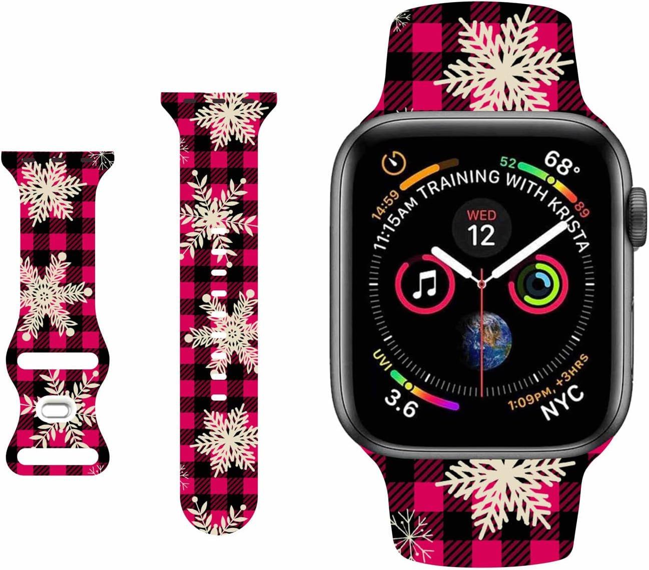 HYHMXB Chic Breathable Character Halloween Bands Compatible with Apple Watch 42Mm 44Mm 45Mm M/L, Grade Soft Silicone Sports Wristband Strap for Iwatch SE & Series 8 7 6 5 4 3 2 (Happy Skull)  HYHMXB H. Christmas Snowflake 42mm/44mm/45mm M/L 