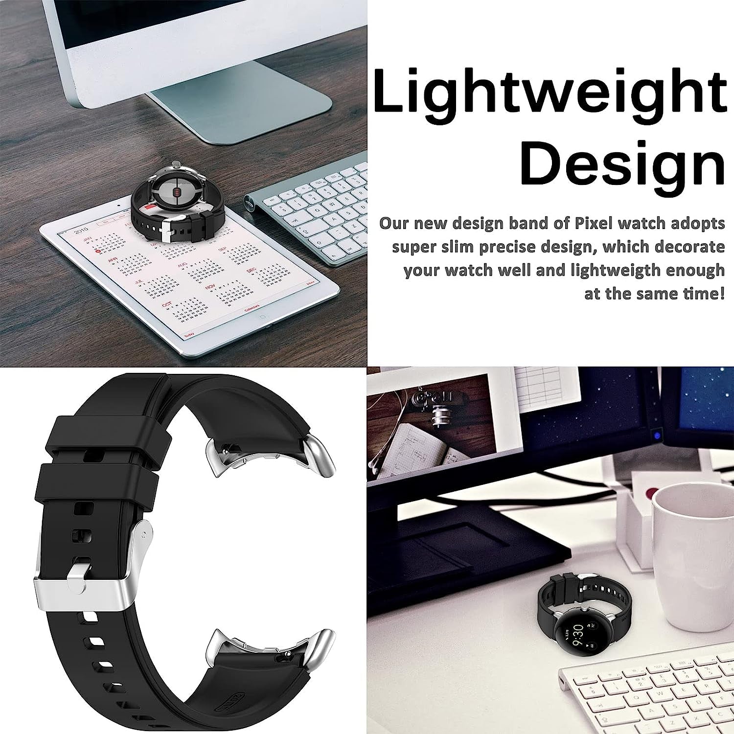 Miimall Compatible for Google Pixel Watch Bands, Pixel Watch Band for Men Women, Waterproof Soft Silicone Strap, Lightweight Sport Wristband Strap for Google Pixel Watch (Black)  Miimall   