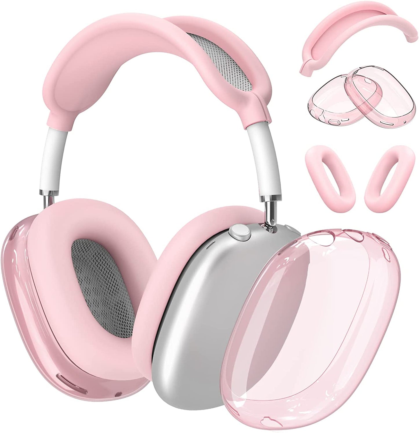 【3 in 1】 Case Cover for Airpods Max Headphones, Anti-Scratch Sweat-Proof Ear Pad Covers/Ear Cups Cover/Headband Cover Protectorfor Apple Airpods Max - Black.  Galafoki Pink  