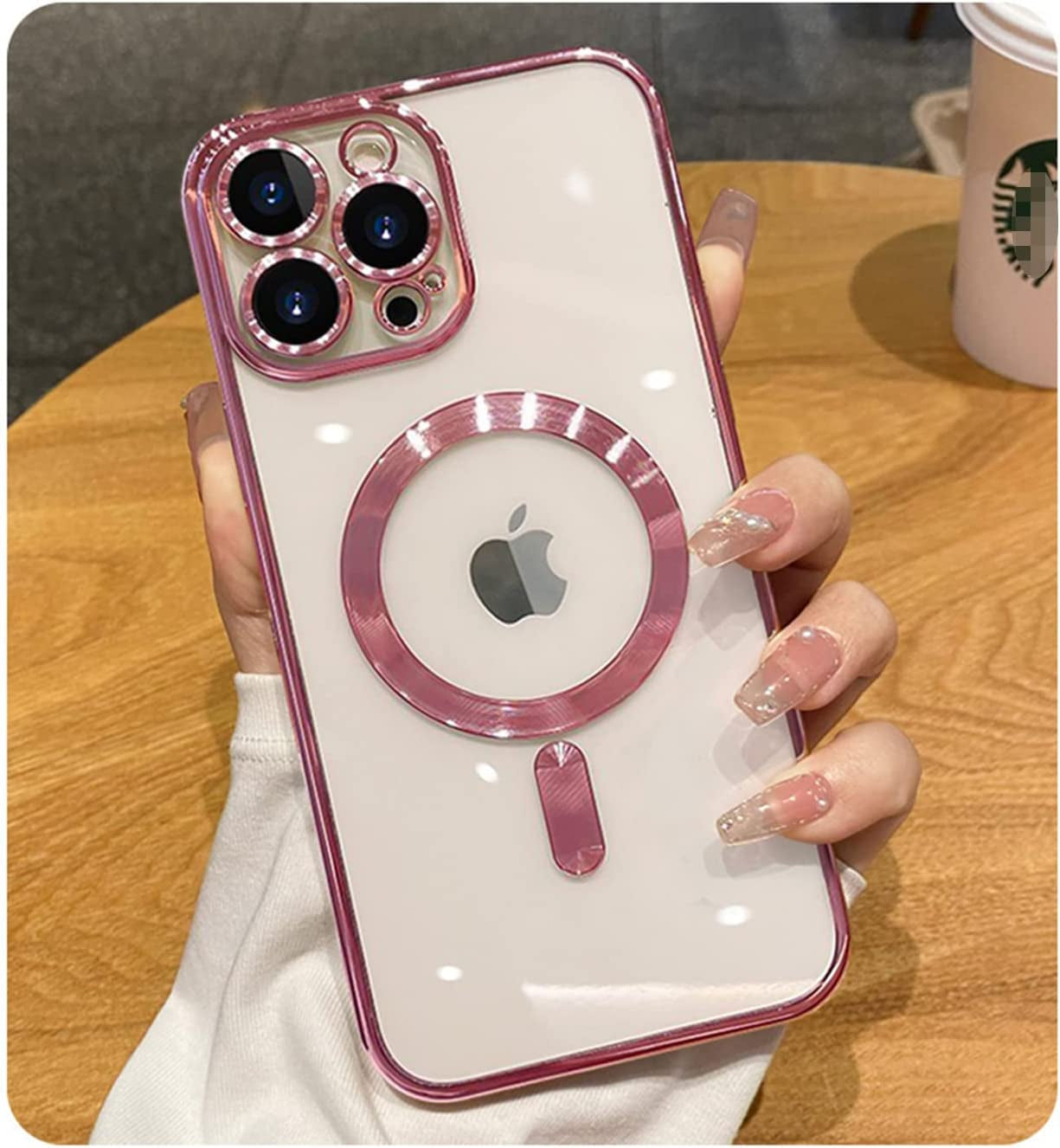 Misscase Iphone 14 Pro Magsafe Case with Camera Lens Protector, Full Protection Clear Magnetic Anti-Scratch Cover - Gold  Misscase Rose Gold  