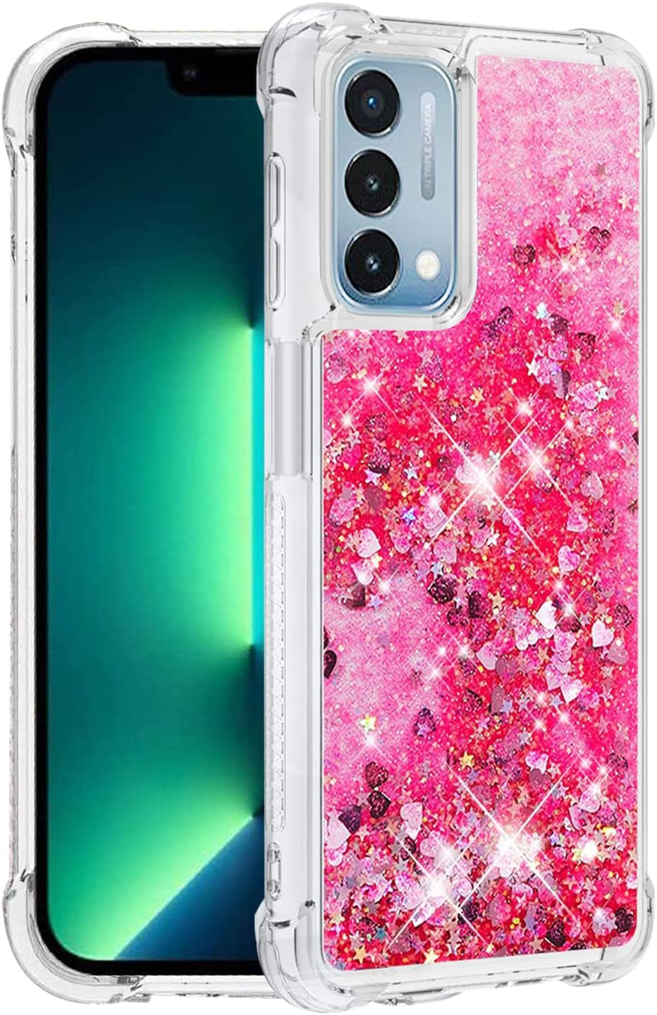 Yarxiawin Comepatible with Oneplus Nord N200 5G Case Glitter Sparkle Gold, Luxury Oneplus Nord N200 5G Phone Case Silicone Shiny Bumper Protective Case Anti-Scratch Cover (Blue)  Yarxiawin Pink  