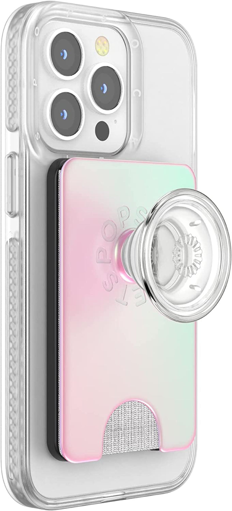 Popsockets Phone Wallet with Expanding Grip, Phone Card Holder, Wireless Charging Compatible, Wallet for Magsafe - White Clear  PopSockets Mermaid Pink Wallet 