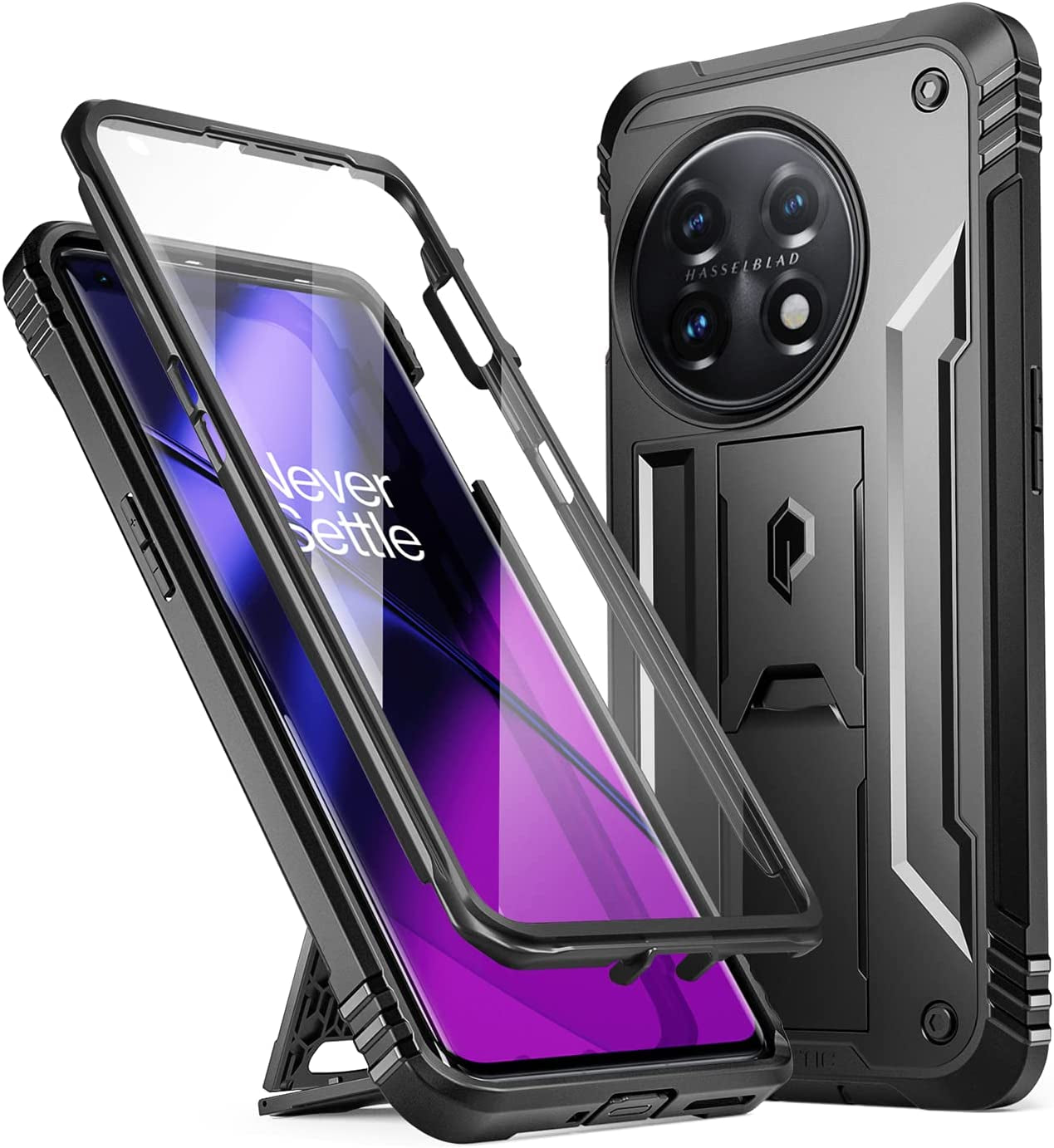 Poetic Revolution Case for Oneplus 11 5G 6.7"(2023), [20 FT Mil-Grade Drop Tested], Full-Body Rugged Dual-Layer Shockproof Protective Cover with Kickstand and Built-In-Screen Protector, Black  Poetic   