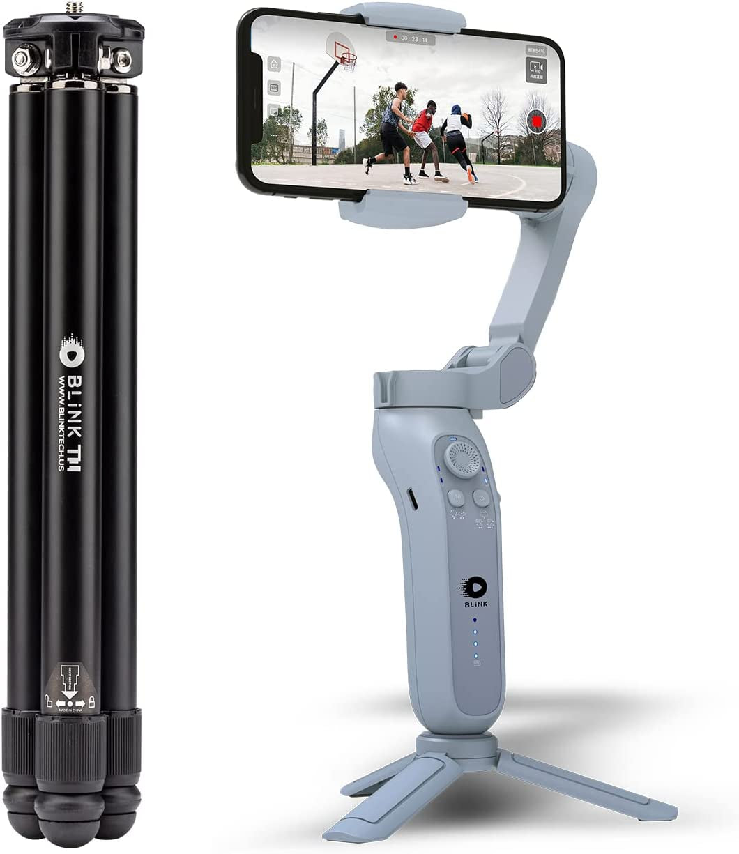 Xbot Blink Focos Sports Gimbal, Record Basketball&Soccer Games, AI Automatic Shooting, Unmanned Operation, 3-Axis Phone Gimbal, Portable & Foldable, Live Stream, Support Ios Android  Blink Tech Xbot Sports Gimbal + T1 Tripod Kit  