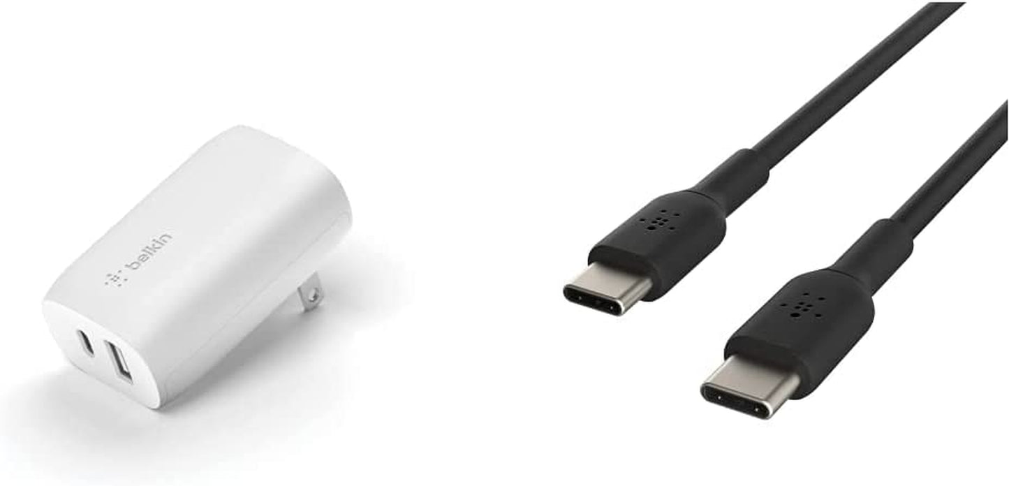 Belkin 37 Watt USB C Wall Charger - Power Delivery 25W USB C Port + 12W USB a Port for PPS Charging Apple Iphone 14, 14 Pro, 14 Pro Max, 13 Pro, 13 Pro Max, Galaxy S21 Ultra & More  Belkin Dual USB-C & A Port Charger + Cable 