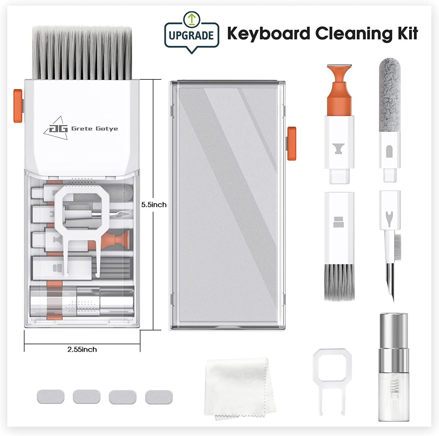 10-In-1 Keyboard Cleaner, Laptop Cleaning Kit Lens Pen for DSLR Cameras, 3 in 1 Earbud Cleaner Pen, Computer Cleaning Kit, Polish Cleaning Cloth Brush for Screen/Electronic/Macbook/Phone/Ipad/Pc/  Grete Gotye   