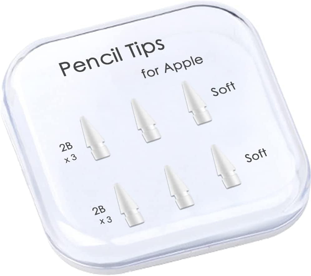 Peilinc 2B Double Soft Pencil Tips - for Apple Pencil 1St Gen & 2Nd Generation Ipad Pen Nibs & Crayon Pencil Tip (Black)  Peilinc White  