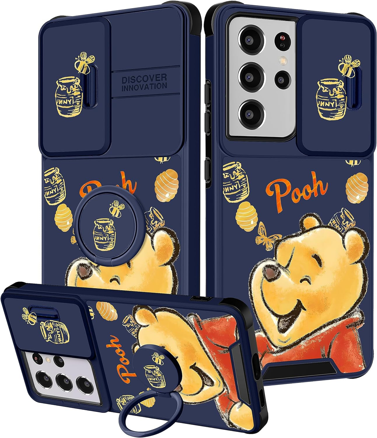 Oqpa for Samsung Galaxy S21 Ultra Case Cute Cartoon S21 Ultra 5G Case for Women Girly Girl Kawaii Funny Unique Cases with Camera Cover+Ring Holder for Galaxy S21 Ultra, Heart Skull  meitong2020 3-Weini  