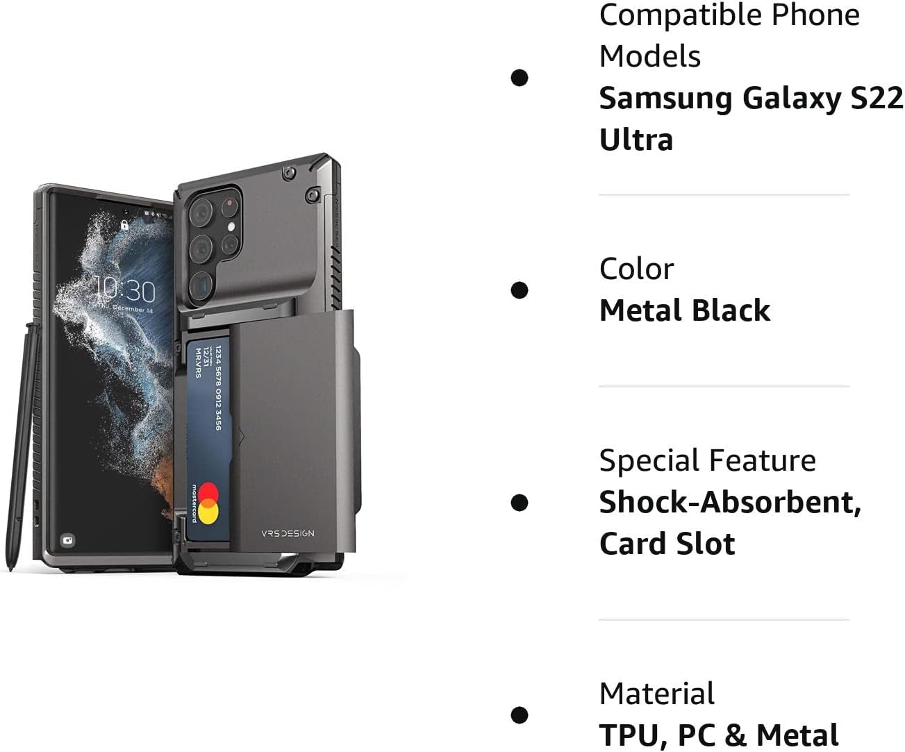 VRS DESIGN Damda Glide Pro Phone Case for Galaxy S22 Ultra, Sturdy Semi Auto Wallet [4 Cards] for Galaxy S22 Ultra (2022)  VRS DESIGN   