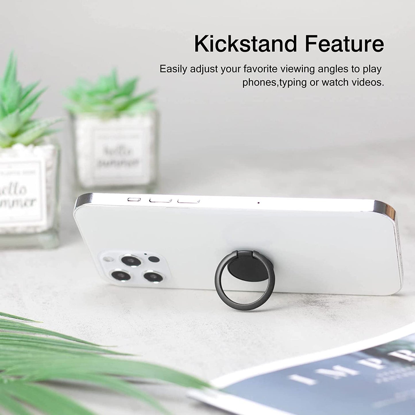 [2 Pack] Matte Finish round Ultra-Thin Cell Phone Ring Holder Stand,360 Degree Rotation and 180 Degree Adjustable Finger Ring Kickstand with Frosted Metal Phone Grip (Black)  Wansurs   