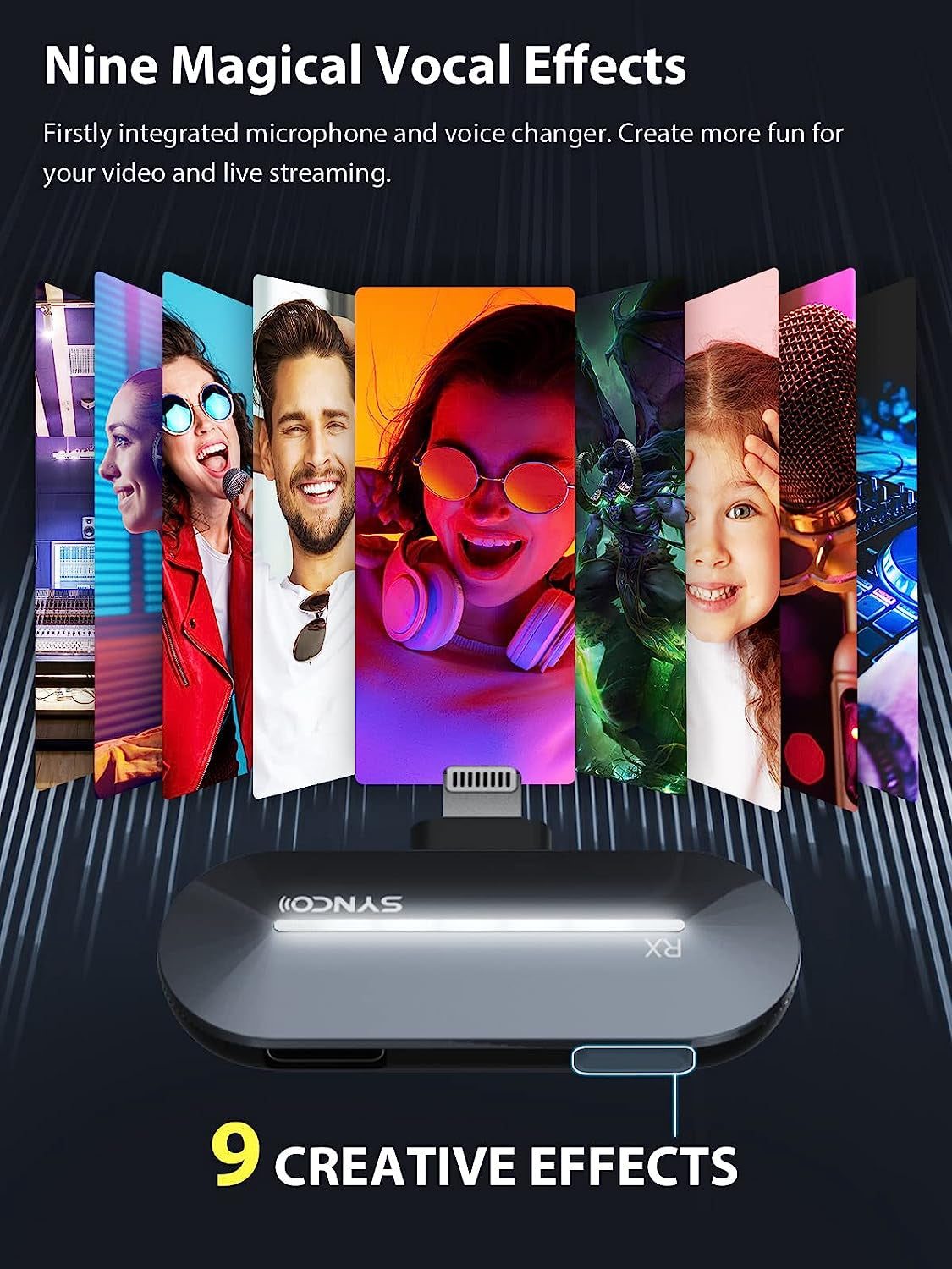 SYNCO Wireless Lavalier Microphone for Iphone, P2L Dual Mic with Noise Reduction, Voice Changer Plug Play with Charging Case Clip Mic for Lightning Smartphone, Microphone-For-Iphone  SYNCO   