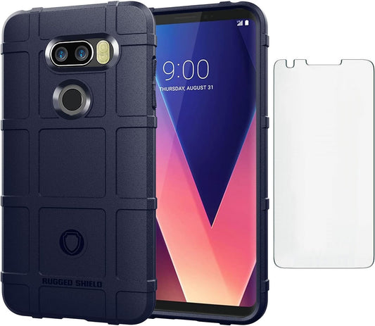 Asuwish Phone Case for LG V35 Thinq V30 plus with Tempered Glass Screen Protector Cover and Cell Accessories Rugged Hybrid Protective Hard LGV30 LGV35 LG30 LG35 V 30 35 V30+ V30S H931 Women Men Blue  Asuwish   