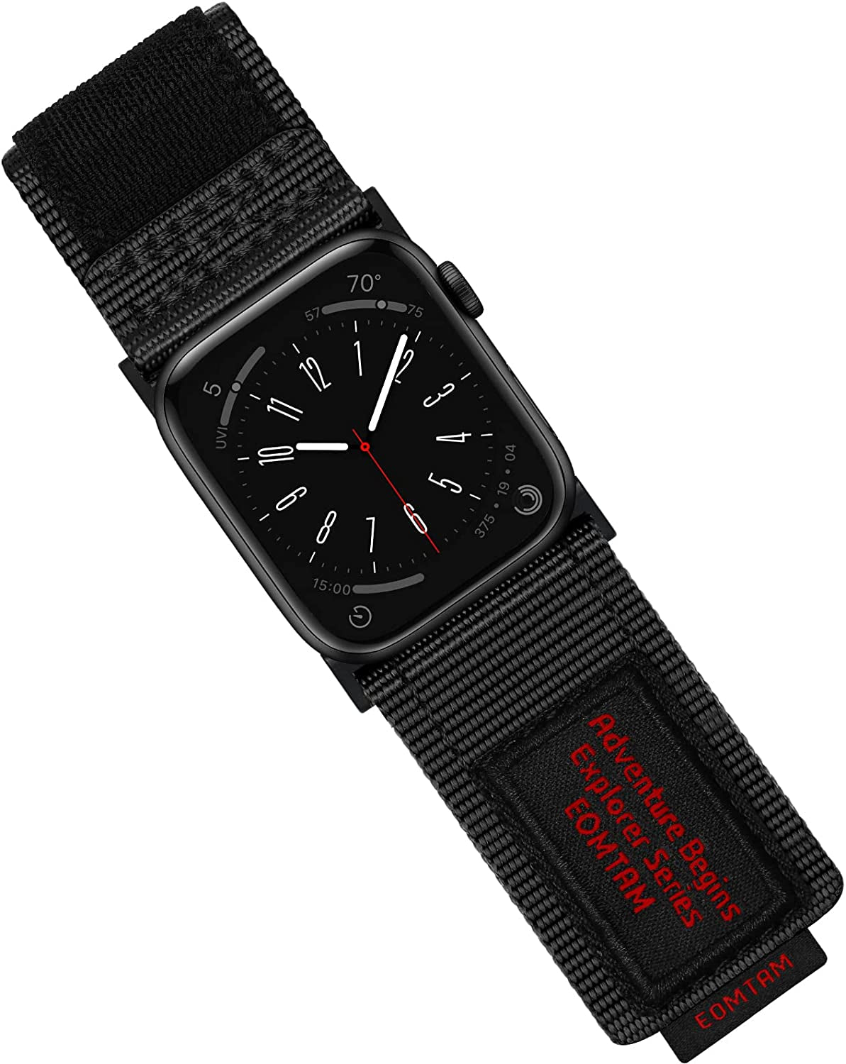EOMTAM Men Width 30MM Adjustable Nylon Strap for Apple Watch Band Ultra 49Mm 45Mm 44Mm 42Mm 41Mm 40Mm 38Mm, Rugged Sport Soft Woven Wristband for Iwatch Series 8 SE 7 6 5 4 3  EOMTAM Black-Red Extra Large 42/44/45/49MM 