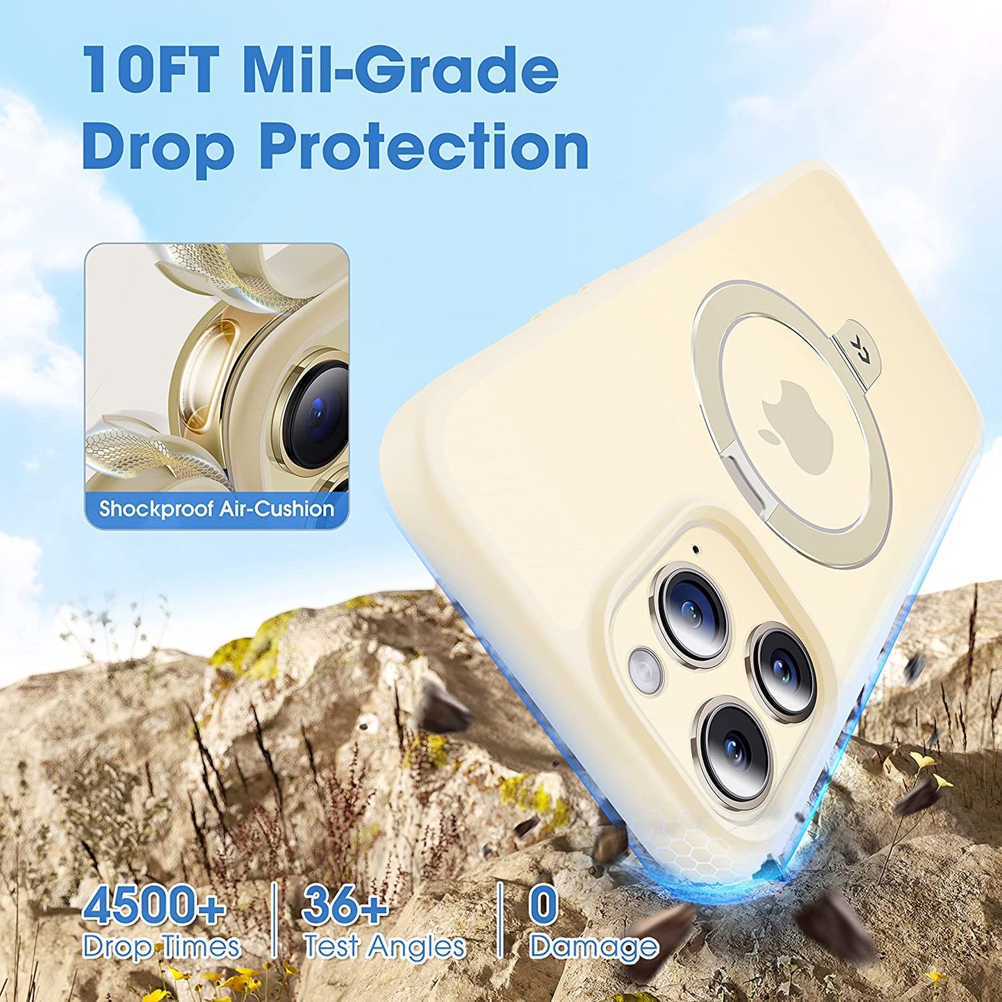 CASEKOO Iphone 14 Pro Magnetic Case with Stand - Beige, Magsafe & Military Drop Protection, Slim & Shockproof, 6.1 Inch  CASEKOO   