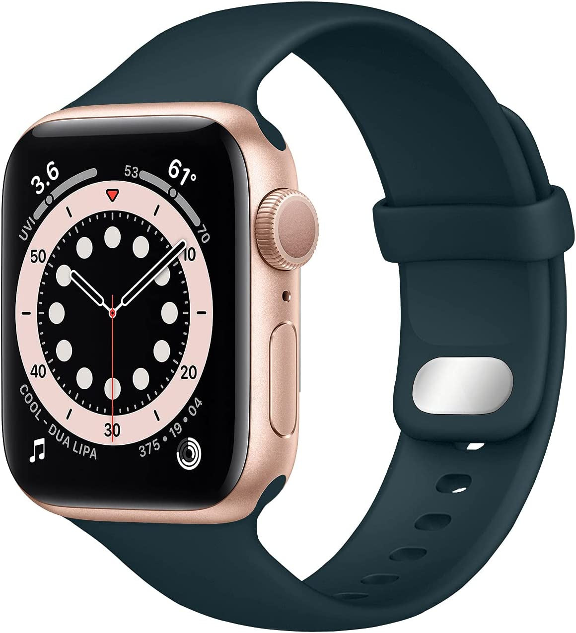 NUKELOLO Sport Band Compatible with Apple Watch Bands 38Mm 41Mm 40Mm 45Mm 44Mm 42Mm, Soft Silicone Replacement Strap Compatible for Iwatch Series SE 7 6 5 4 3 2 1 Women Men  NUKELOLO Mallard-Green 42mm/44mm/45mm 