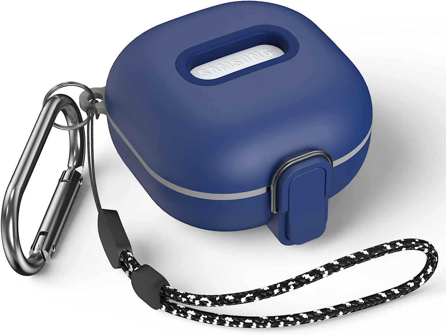 Secure Lock Case for Samsung Galaxy Buds 2 Pro/Galaxy Buds 2/Galaxy Buds Pro/Galaxy Buds Live, WOFRO Shock-Absorbing Protective Cover TPU Hard Shell with Lanyard and Keychain[One-Click Pop] (Blue)  WOFRO   