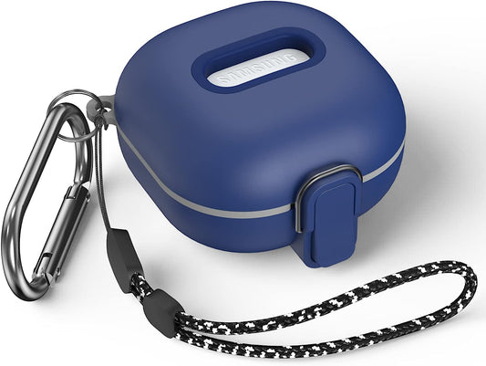 Secure Lock Case for Samsung Galaxy Buds 2 Pro/Galaxy Buds 2/Galaxy Buds Pro/Galaxy Buds Live, WOFRO Shock-Absorbing Protective Cover TPU Hard Shell with Lanyard and Keychain[One-Click Pop] (Blue)  WOFRO   