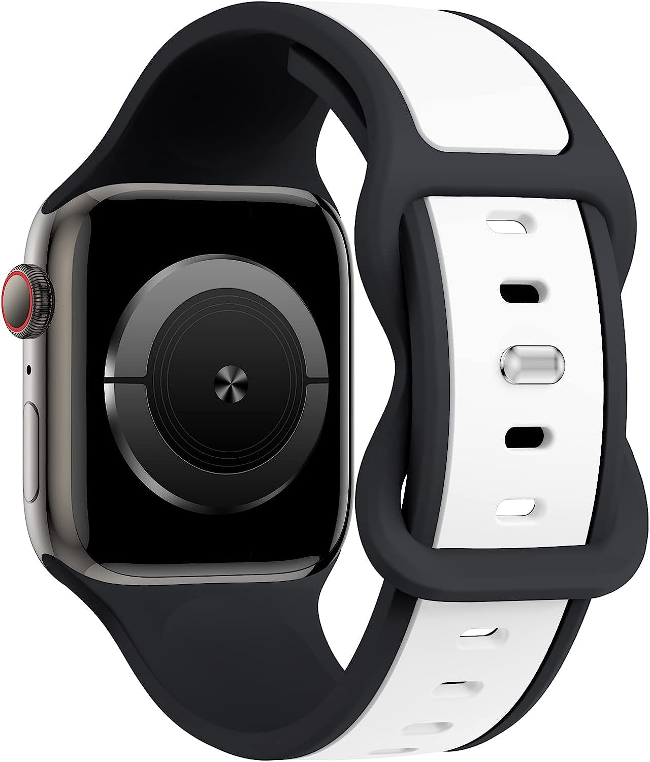 Acrbiutu Two-Toned Dual Color Bands Compatible with Apple Watch 38Mm 40Mm 41Mm 42Mm 44Mm 45Mm 49Mm, Replacement Soft Silicone Sport Strap for Iwatch Series Ultra 8/7/6/5/4/3/2/1 SE Women Men  Acrbiutu Black/White 38mm/40mm/41mm 