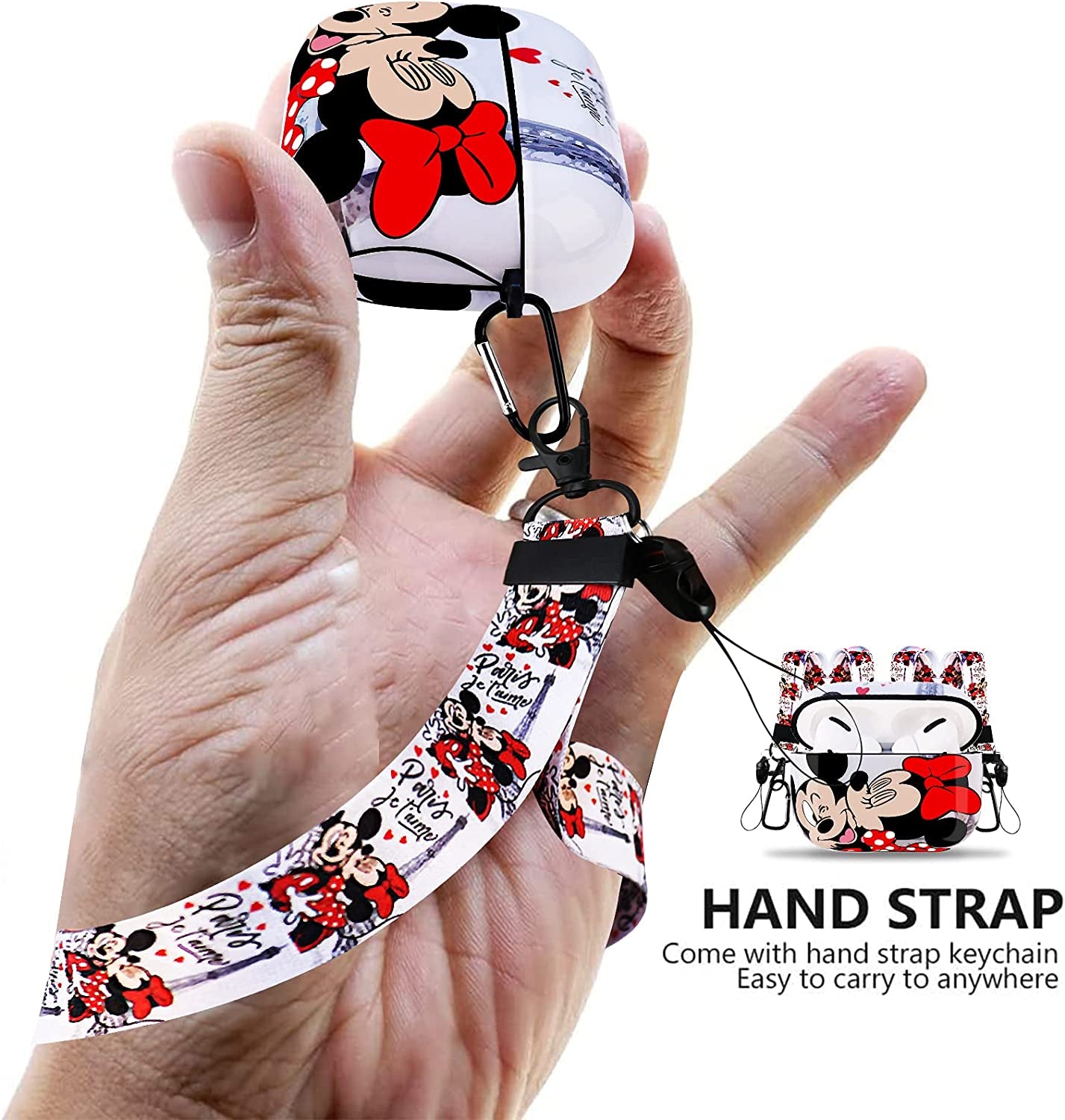 Airpods Pro Charging Case Designed for Apple Airpods Pro,Full Protective Cover with Keychain and Lanyard,Shockproof anti Case (Mickey and Minnie)  SUNTONIO LLC   
