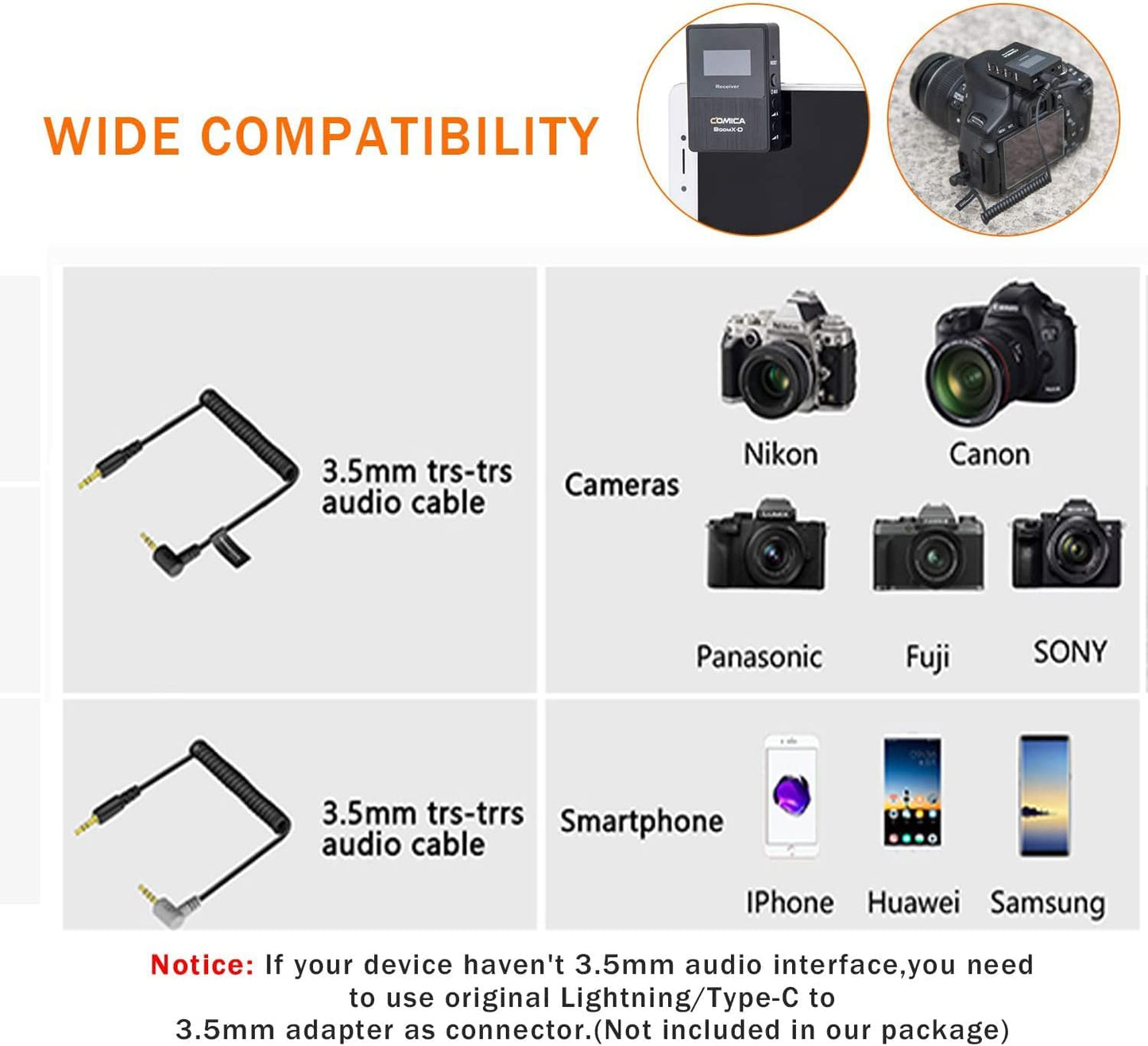 Comica Wireless Lavalier Microphone, Boomx-D2 2.4G Compact Wireless Lapel Microphone System with 2 Transmitter and 1 Receiver,Lav Mic for Smartphone Camera Podcast Interview Youtube Facebook Live  comica   