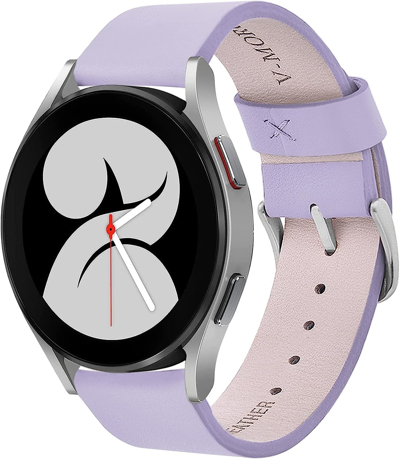 V-MORO Leather Strap Compatible with Galaxy Watch 5/4 Band 40Mm 44Mm/Galaxy Watch 4 Classic 42Mm 46Mm 20Mm Watch Band with Rose Gold Stainless Steel Buckle Replacement for Galaxy Watch 42Mm/Active 2  V-Moro Purple  